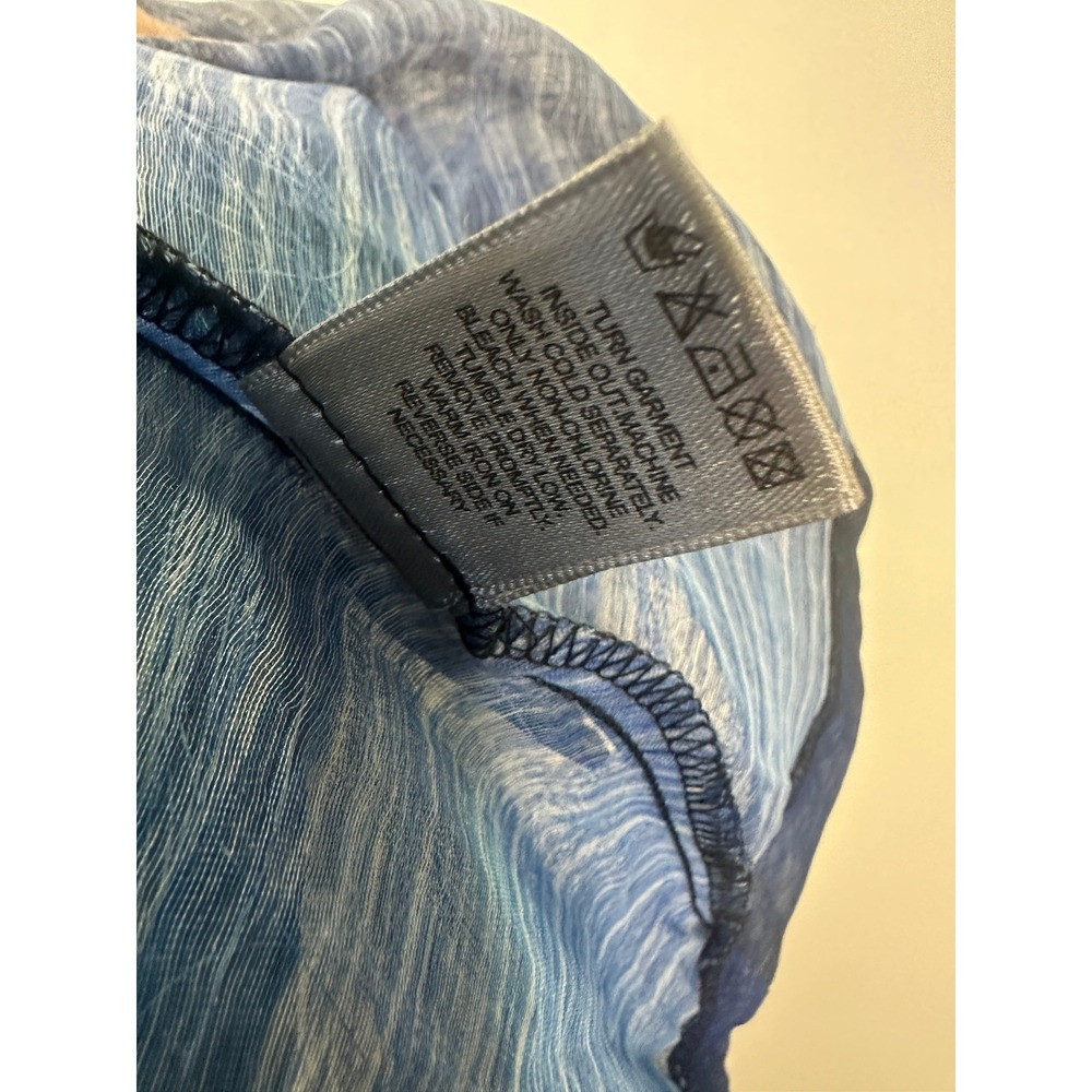 Damee Abstract Art to Wear Sheer Textured Button Up Jacket Topper Blue Medium - Picture 8 of 12